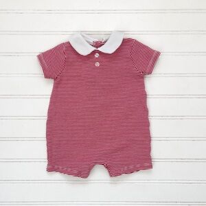 EDGEHILL COLLECTION EUC Boys Striped Peter Pan Collar Romper